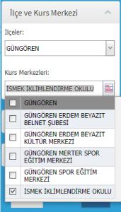 İsmek ilçeye göre kurs merkezi seçimi